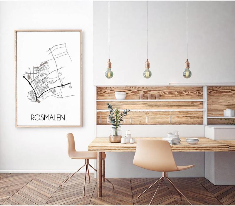 Karte Rosmalen Stadtplanposter - Weiß Schwarz Grau