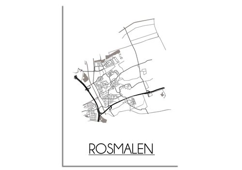 DesignClaud Karte Rosmalen Stadtplanposter - Weiß Schwarz Grau
