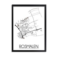 Karte Rosmalen Stadtplanposter - Weiß Schwarz Grau