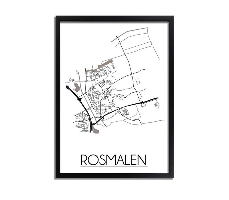 Karte Rosmalen Stadtplanposter - Weiß Schwarz Grau