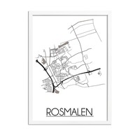 Karte Rosmalen Stadtplanposter - Weiß Schwarz Grau