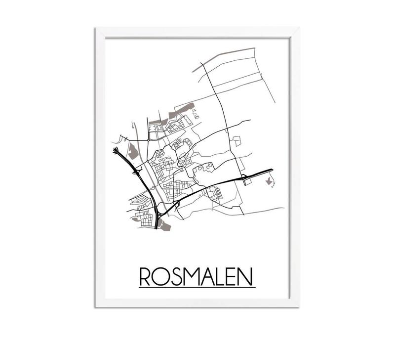 Karte Rosmalen Stadtplanposter - Weiß Schwarz Grau