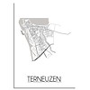 DesignClaud Grundriss Stadtplan Terneuzen - Wanddekoration - Schwarz-Weiß-Grau