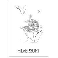 Karte Hilversum Stadtplanposter - Weiß Schwarz Grau