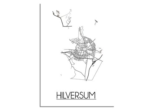 DesignClaud Karte Hilversum Stadtplanposter - Weiß Schwarz Grau
