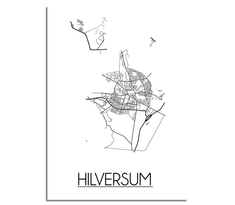 Karte Hilversum Stadtplanposter - Weiß Schwarz Grau