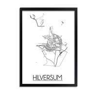 Karte Hilversum Stadtplanposter - Weiß Schwarz Grau