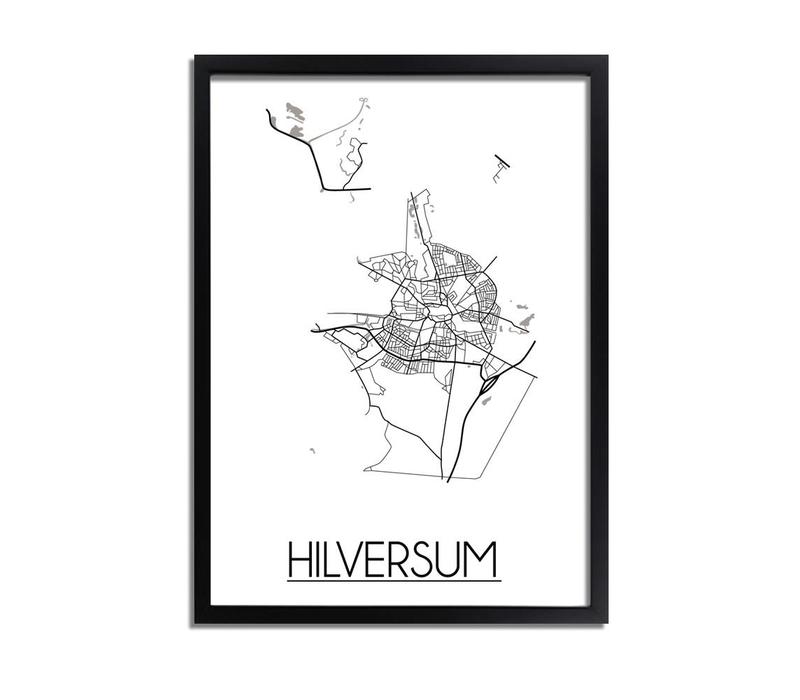 Karte Hilversum Stadtplanposter - Weiß Schwarz Grau