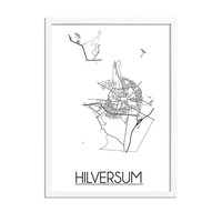 Karte Hilversum Stadtplanposter - Weiß Schwarz Grau