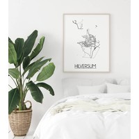 Karte Hilversum Stadtplanposter - Weiß Schwarz Grau