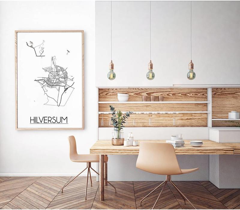 Karte Hilversum Stadtplanposter - Weiß Schwarz Grau