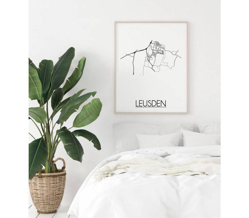 Karte Leusden Stadtplanposter - Weiß Schwarz Grau