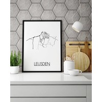 Karte Leusden Stadtplanposter - Weiß Schwarz Grau
