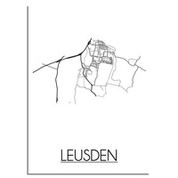 Karte Leusden Stadtplanposter - Weiß Schwarz Grau
