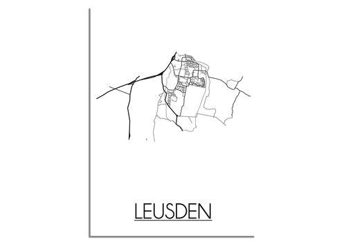 DesignClaud Karte Leusden Stadtplanposter - Weiß Schwarz Grau