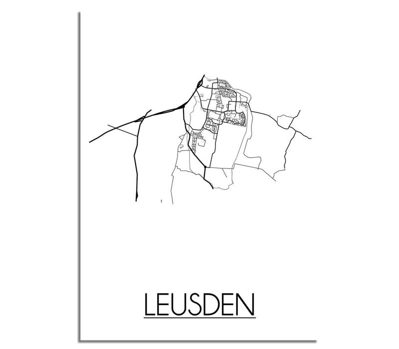 Karte Leusden Stadtplanposter - Weiß Schwarz Grau