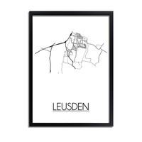 Karte Leusden Stadtplanposter - Weiß Schwarz Grau