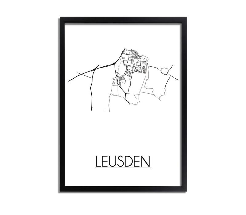 Karte Leusden Stadtplanposter - Weiß Schwarz Grau