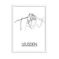 Karte Leusden Stadtplanposter - Weiß Schwarz Grau