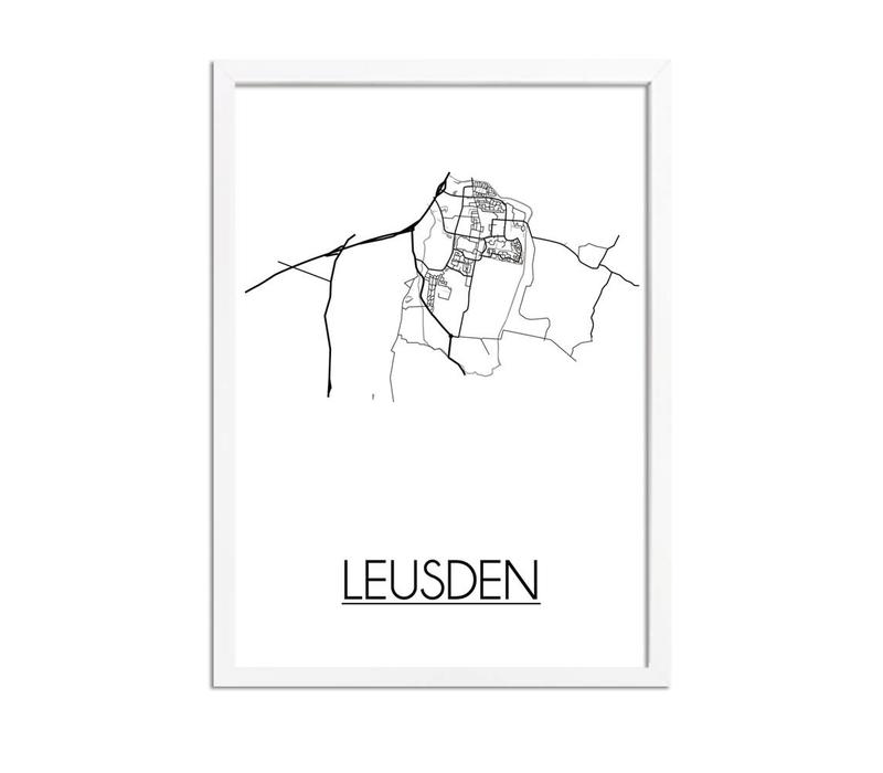 Karte Leusden Stadtplanposter - Weiß Schwarz Grau