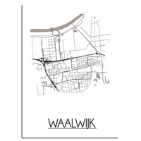Karte Waalwijk Stadtplanposter - Weiß Schwarz Grau