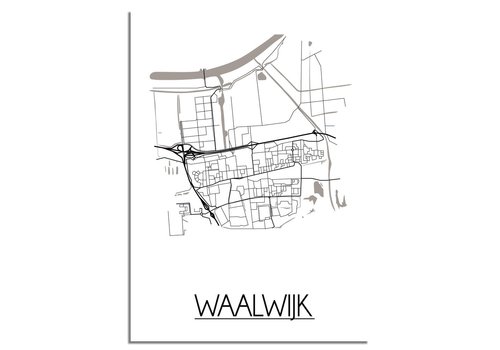 DesignClaud Karte Waalwijk Stadtplanposter - Weiß Schwarz Grau