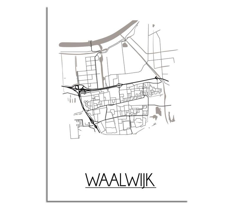 Karte Waalwijk Stadtplanposter - Weiß Schwarz Grau