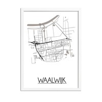 Karte Waalwijk Stadtplanposter - Weiß Schwarz Grau