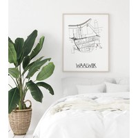 Karte Waalwijk Stadtplanposter - Weiß Schwarz Grau