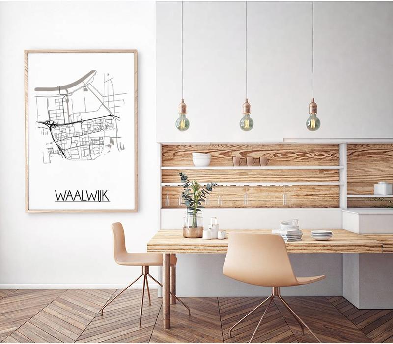 Karte Waalwijk Stadtplanposter - Weiß Schwarz Grau