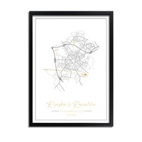 Hochzeitsposter Goldfolie / Silberfolie / Kupferfolie Stadtplan - Hochzeitsgeschenk personalisiert