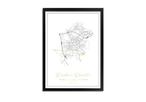 DesignClaud Hochzeitsposter Goldfolie / Silberfolie / Kupferfolie Stadtplan - Hochzeitsgeschenk personalisiert
