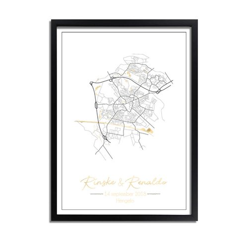 Hochzeitsposter Goldfolie / Silberfolie / Kupferfolie Stadtplan - Hochzeitsgeschenk personalisiert 