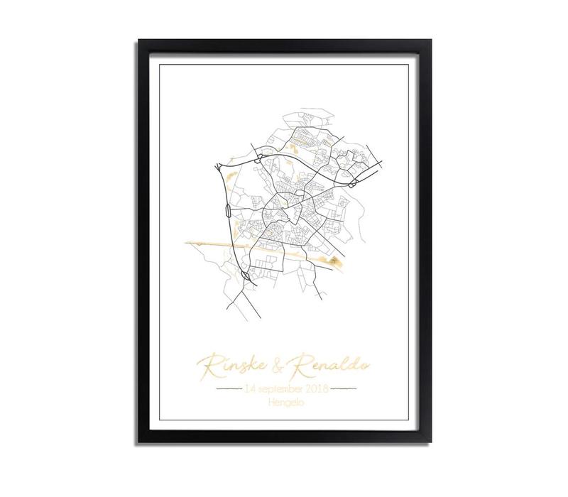 Hochzeitsposter Goldfolie / Silberfolie / Kupferfolie Stadtplan - Hochzeitsgeschenk personalisiert