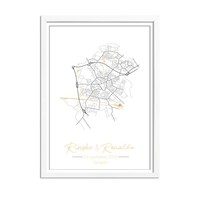 Hochzeitsposter Goldfolie / Silberfolie / Kupferfolie Stadtplan - Hochzeitsgeschenk personalisiert