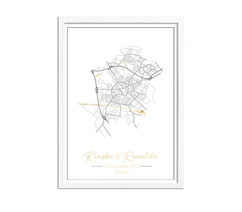 Hochzeitsposter Goldfolie / Silberfolie / Kupferfolie Stadtplan - Hochzeitsgeschenk personalisiert