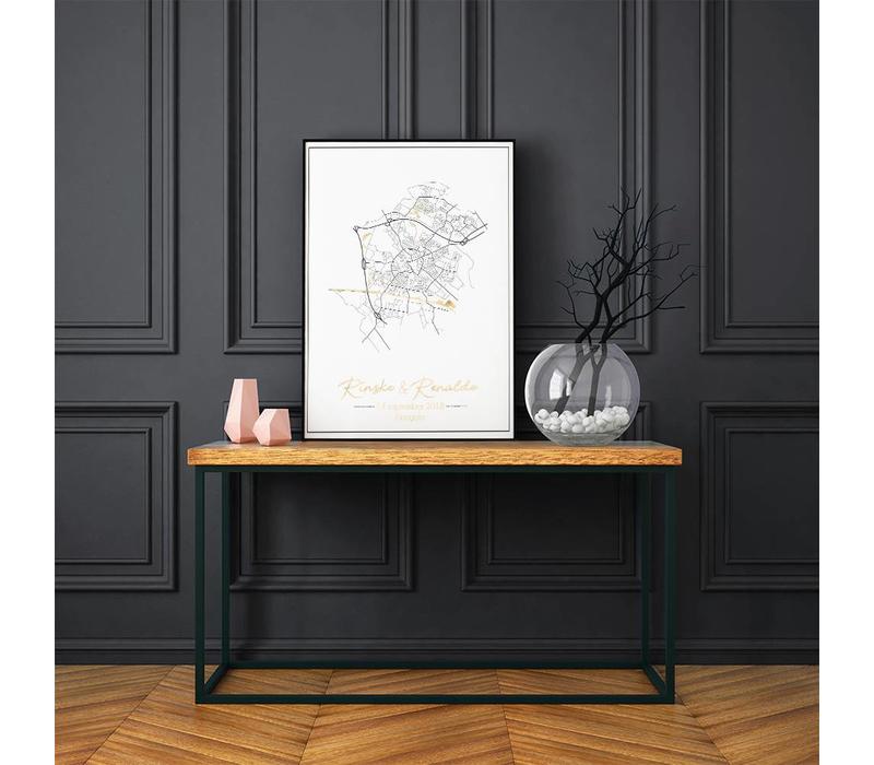 Hochzeitsposter Goldfolie / Silberfolie / Kupferfolie Stadtplan - Hochzeitsgeschenk personalisiert