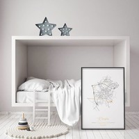 Birth poster Gold foil / Silver foil / Copper foil - City map
