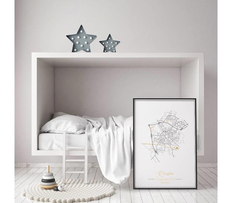 Birth poster Gold foil / Silver foil / Copper foil - City map