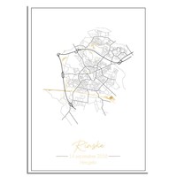 Geburtsposter Goldfolie / Silberfolie / Kupferfolie - Stadtplan - Geburtsort