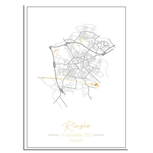 Birth poster Gold foil / Silver foil / Copper foil - City map 