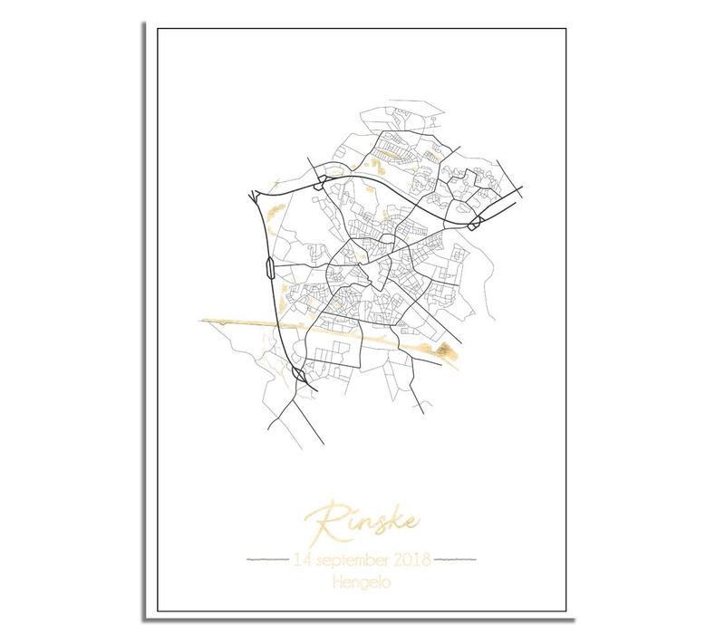 Birth poster Gold foil / Silver foil / Copper foil - City map