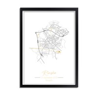 Birth poster Gold foil / Silver foil / Copper foil - City map