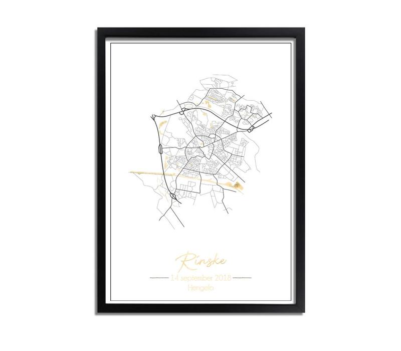 Birth poster Gold foil / Silver foil / Copper foil - City map