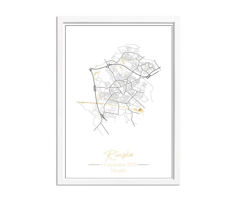 Geburtsposter Goldfolie / Silberfolie / Kupferfolie - Stadtplan - Geburtsort