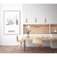 Karte Burgum Stadtplanposter - Weiß Schwarz Grau