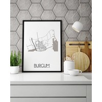 Karte Burgum Stadtplanposter - Weiß Schwarz Grau