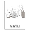 DesignClaud Karte Burgum Stadtplanposter - Weiß Schwarz Grau