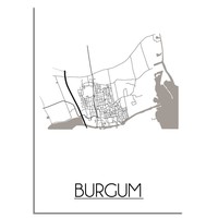 Karte Burgum Stadtplanposter - Weiß Schwarz Grau