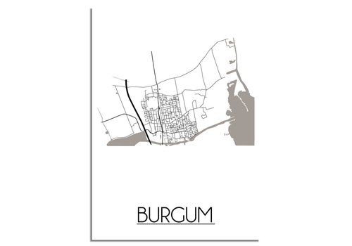 DesignClaud Karte Burgum Stadtplanposter - Weiß Schwarz Grau